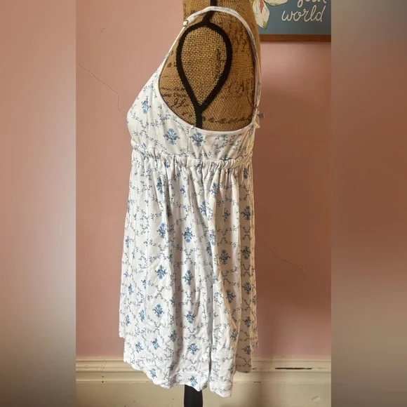 Hill House Blue and White Mini Dress with Floral Print - Picture 2 of 7